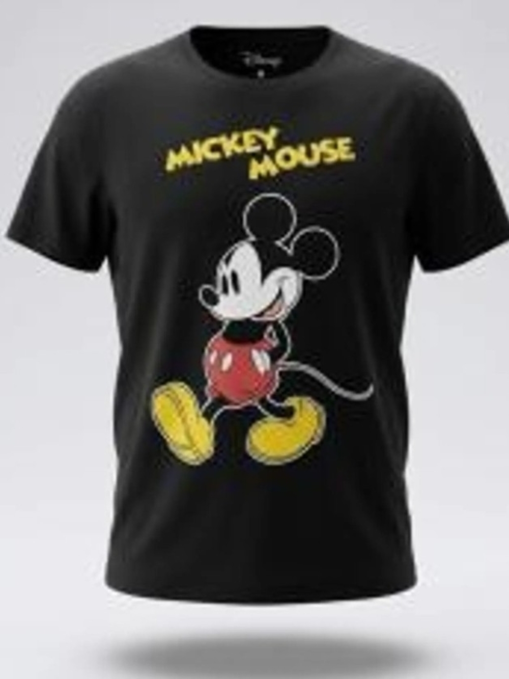 Disney Black Mickey Mouse Graphic Tee with Yellow and Red Accents
